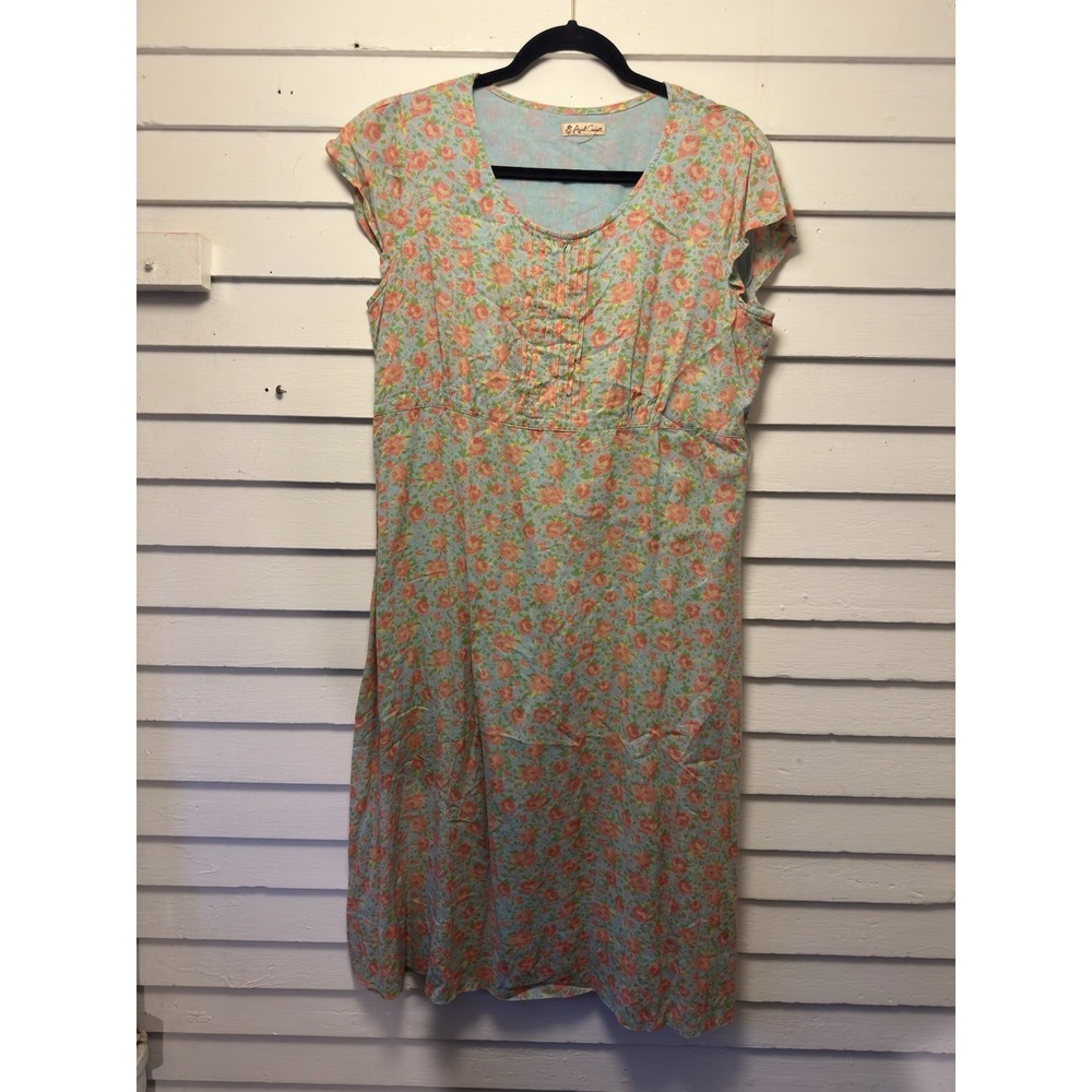 Vintage April Cornell Cap Sleeve Floral Maxi Dress Plus Size Prairie Cottagecore